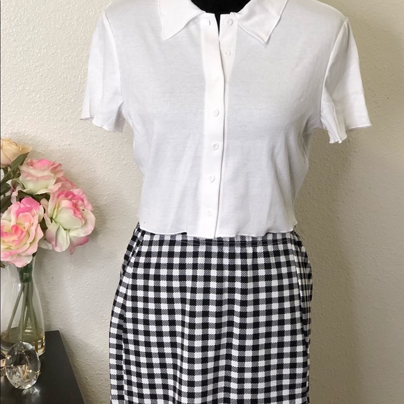 SHEIN Button Up Top And Split Hem Skirt Set - Picture 7 of 8